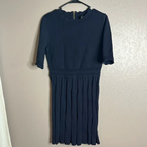Ted Baker Dorlean Scallop Trim Skater Dress Navy - Picture 4 of 9